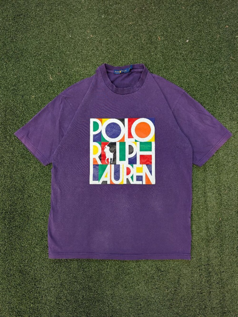 Polo Ralph Lauren Graphic Tee Purple Mens Large Y2K Preppy Streetwear